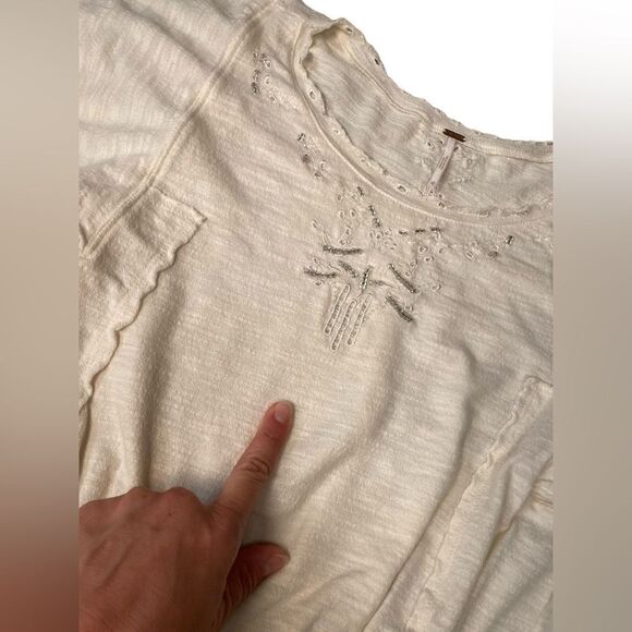 Free People medium‎ boho hippie short sleeve top - Picture 3 of 7